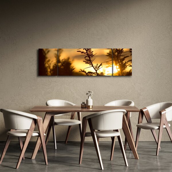 Obraz - Slunce zapadající za stromy (170x50 cm)