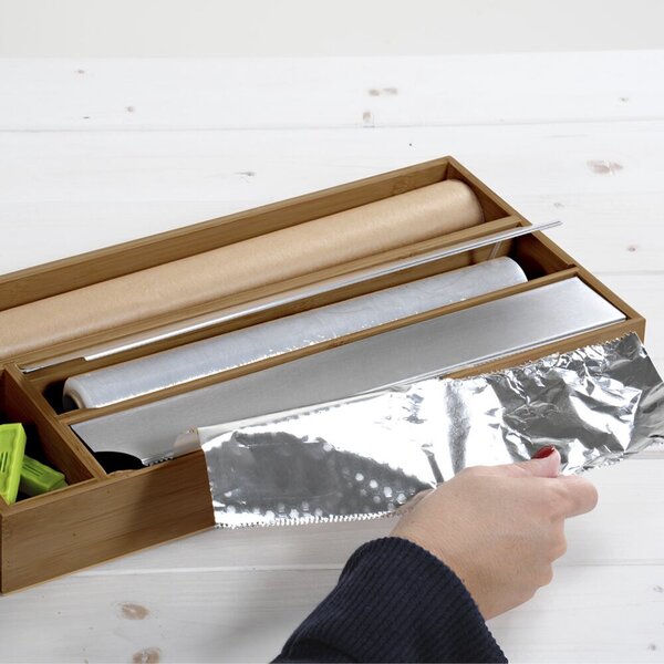 Kuchyňský zásobník na fólie 42 x 19 x 5,4 cm, tmavý bambus KESPER 59041
