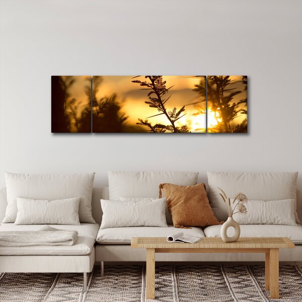Obraz - Slunce zapadající za stromy (170x50 cm)
