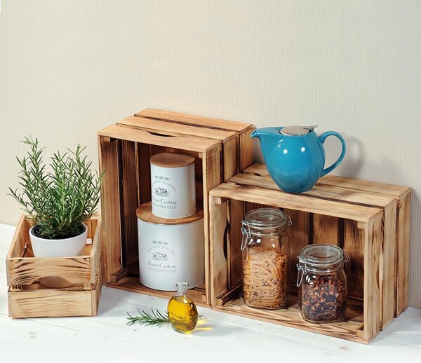 Úložný stohovatelný box 40 x 30 x 23 cm, borovicové dřevo KESPER 69604