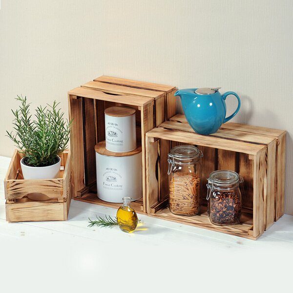 Úložný stohovatelný box 30 x 20 x 15 cm, borovicové dřevo KESPER 69404