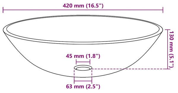 Umyvadlo z tvrzeného skla 42 cm transparentní 142229