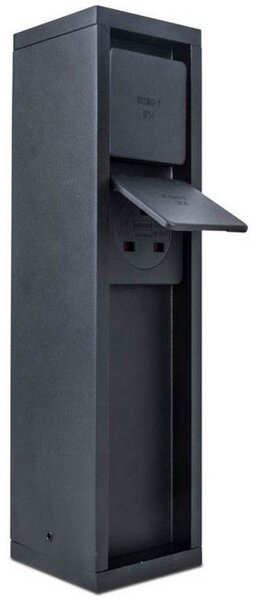 9702202012 LUTEC MAINS venkovní zásuvková skříňka 3500W černá IP54 (francouzský typ s kolíkovým uzemněním)