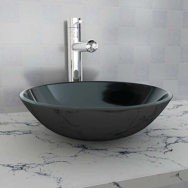Umyvadlo z tvrzeného skla 42 cm černé 142231