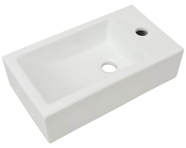 Umyvadlo otvor na baterii obdélníkové keramické bílé 46x25,5x12cm 142343