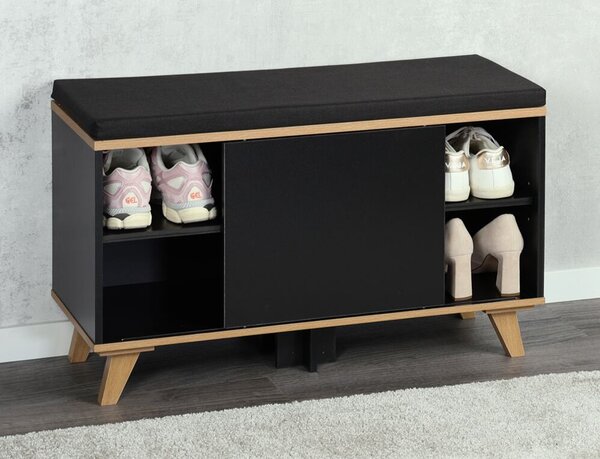 Botník s podsedákem 77 x 30 x 48 cm, černý KESPER 15943