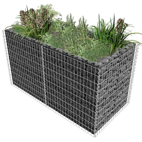 Gabionový vyvýšený záhon ocel 180 x 90 x 100 cm stříbrný 142366
