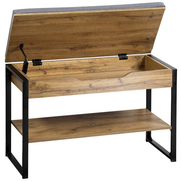Botník s podsedákem 70 x 30 x 48 cm, dekor dub/černá KESPER 15977