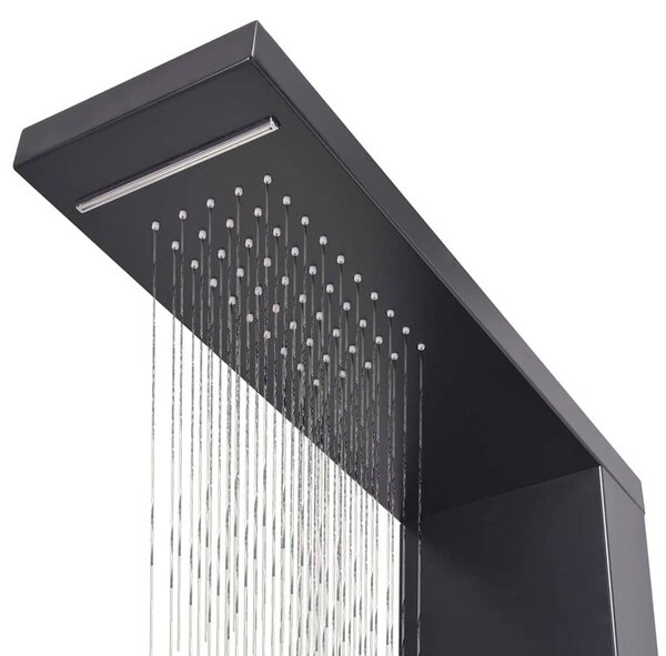 Sprchový panel set hliníkový matný černý 142373