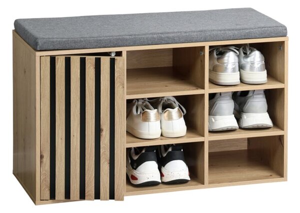Botník s podsedákem 76 x 29,5 x 48 cm, dekor dub/šedý KESPER 15946