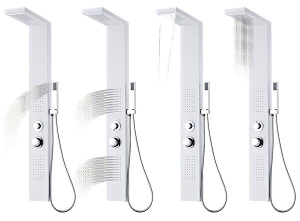 Sprchový panel set hliníkový matný bílý 142372