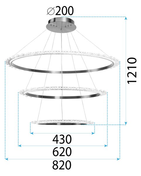 Toolight Závěsné designové osvětlení CRYSTAL LED + dálkové ovládání APP1609-3C Gold