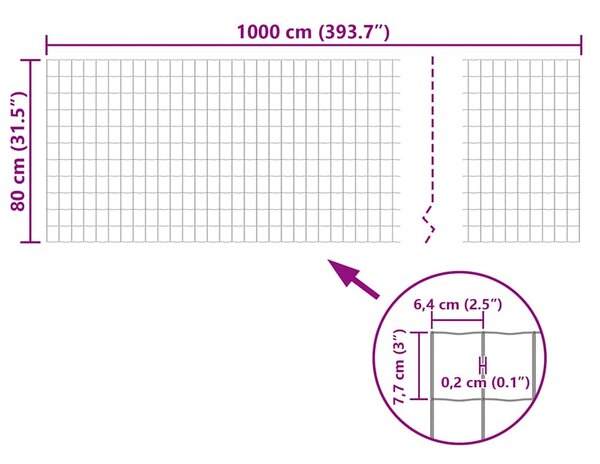 Euro plot ocel 10 x 0,8 m šedý 142519