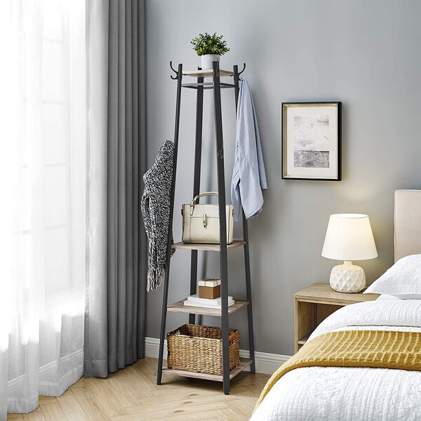 SONGMICS Předsíňový věšák jehlan 43x43x180cm černý šedý
