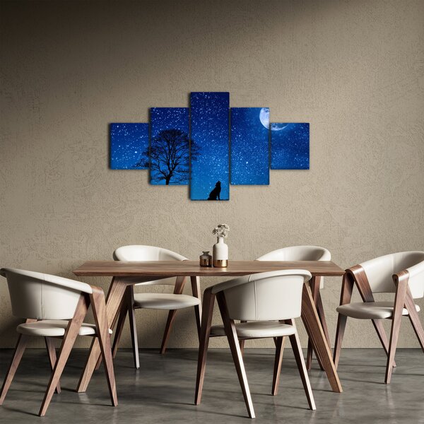 Obraz vlka vyjícího na měsíc (125x70 cm)