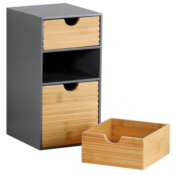 Organizér se 3 zásuvkami, šedý/přírodní KESPER 58965