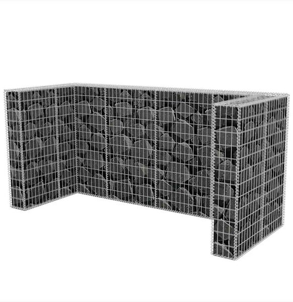 Gabionová zástěna pro 3 popelnice ocelová 250 x 100 x 120 cm 142560