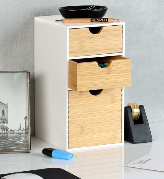 Organizér se 3 zásuvkami, bílý/přírodní KESPER 58964
