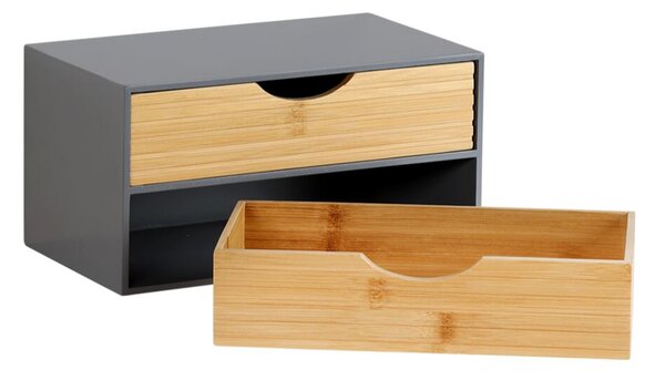 Organizér se 2 zásuvkami, šedý/přírodní KESPER 58963