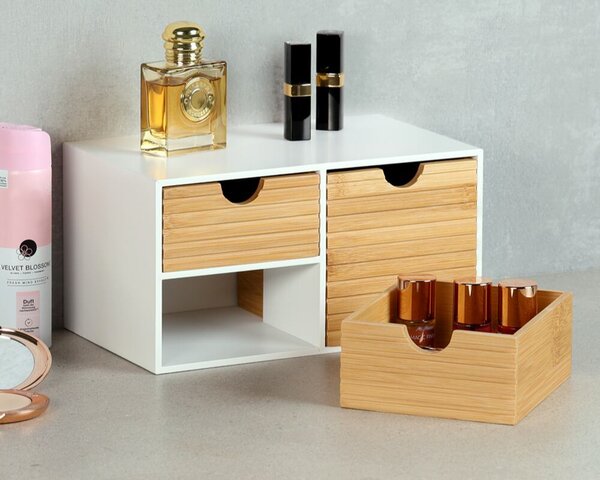Organizér se 3 zásuvkami, 27 x 16 x 14 cm, bílý/přírodní KESPER 58960