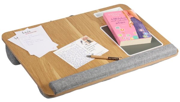 Podložka pod notebook 54,5 x 35,5 x 9,5 cm, dřevěná, přírodní/šedá KESPER 77623