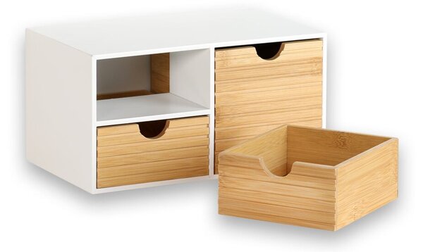 Organizér se 3 zásuvkami, 27 x 16 x 14 cm, bílý/přírodní KESPER 58960