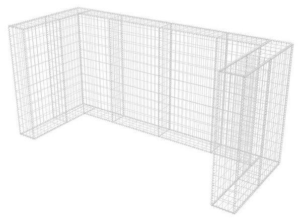 Gabionová zástěna pro 3 popelnice ocelová 250 x 100 x 120 cm 142560