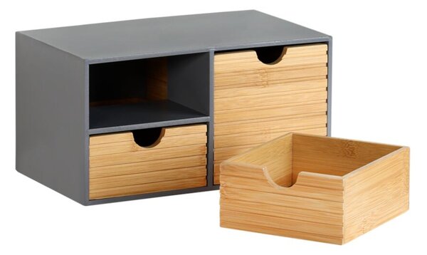 Organizér se 3 zásuvkami, 27 x 16 x 14 cm, šedý/přírodní KESPER 58961