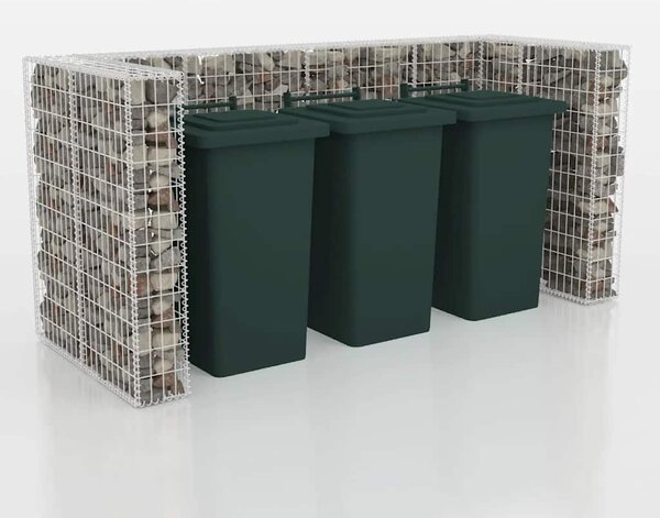 Gabionová zástěna pro 3 popelnice ocelová 250 x 100 x 120 cm 142560