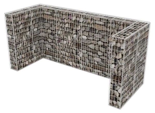 Gabionová zástěna pro 3 popelnice ocelová 250 x 100 x 120 cm 142560