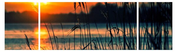 Obraz - Západ slunce nad jezerem (170x50 cm)
