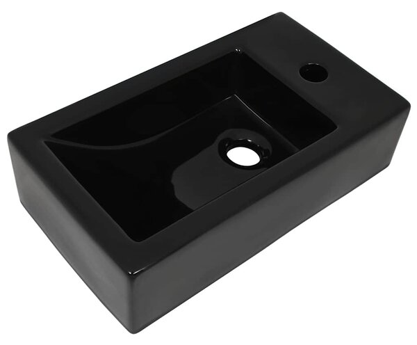 Umyvadlo otvor na baterii obdélník keramika černé 46x25,5x12 cm 142738