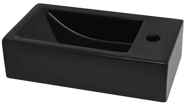 Umyvadlo otvor na baterii obdélník keramika černé 46x25,5x12 cm 142738