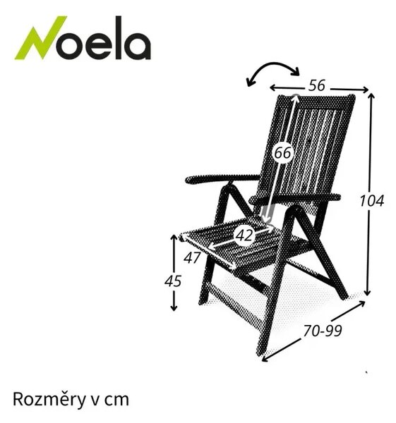 Viet Polohovací židle, akácie, hnědá NOELA 345183