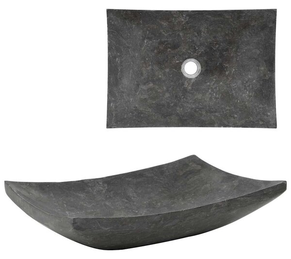 Umyvadlo 50 x 35 x 12 cm mramor černé 142764