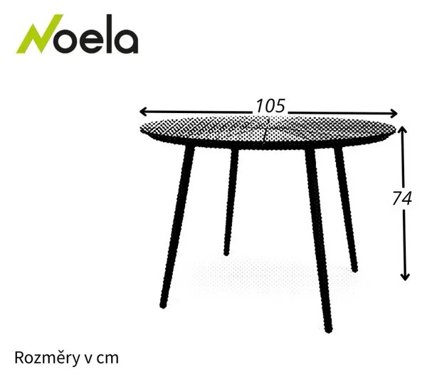 Wilder Zahradní stůl Ø 105 cm, ocel/artwood, černý NOELA 34570791