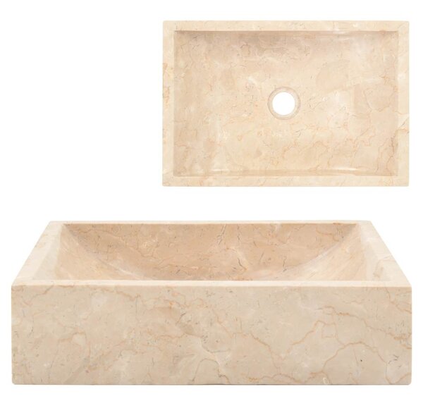 Umyvadlo 45 x 30 x 12 cm mramor krémové s vysokým leskem 142773