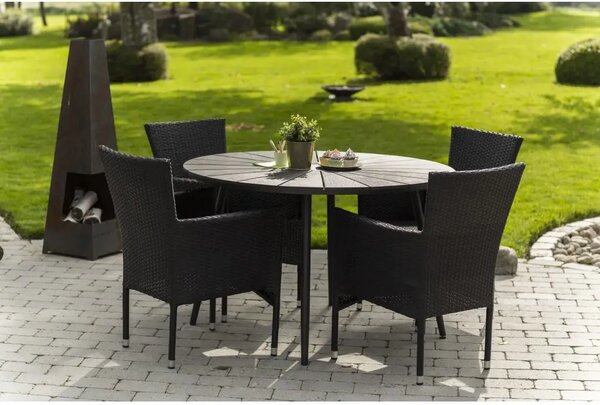 Wilder Zahradní stůl Ø 105 cm, ocel/artwood, černý NOELA 34570791