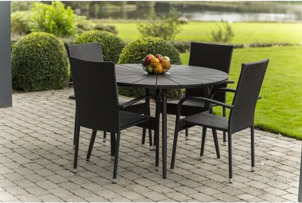 Wilder Zahradní stůl Ø 105 cm, ocel/artwood, černý NOELA 34570791
