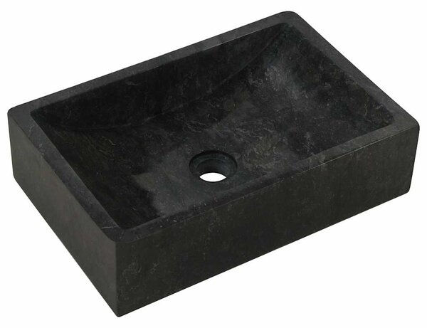 Umyvadlo 45 x 30 x 12 cm mramor černé s vysokým leskem 142772