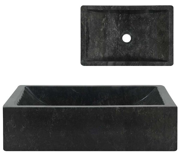 Umyvadlo 45 x 30 x 12 cm mramor černé s vysokým leskem 142772