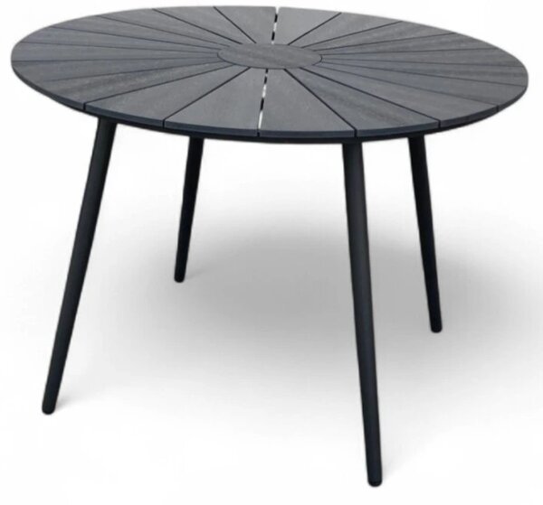 Wilder Zahradní stůl Ø 105 cm, ocel/artwood, černý NOELA 34570791