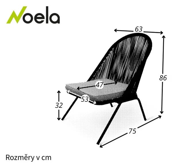 Selection North Zahradní stohovatelné křeslo, kov, černé/šedé NOELA 2707