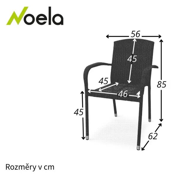 Roma Zahradní stohovatelná židle, umělý ratan, černá NOELA 3456633
