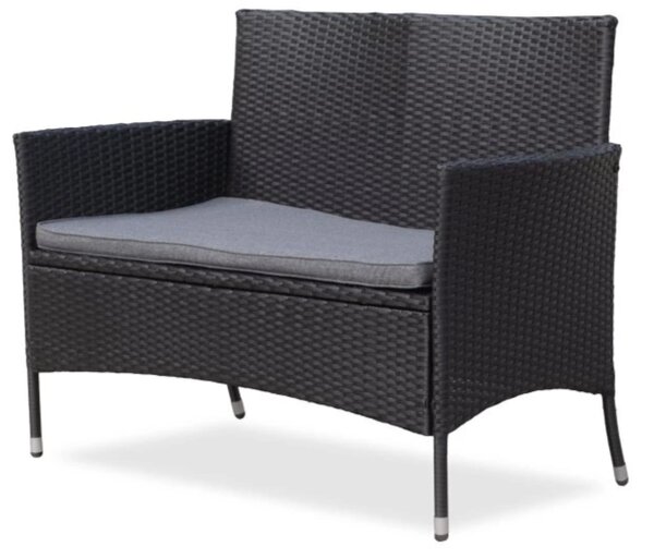 Bali Zahradní lavice 116 cm, umělý ratan, černá NOELA 3457063