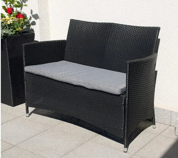 Bali Zahradní lavice 116 cm, umělý ratan, černá NOELA 3457063