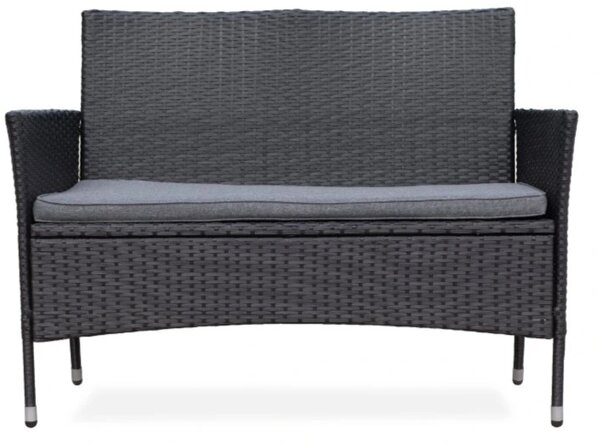 Bali Zahradní lavice 116 cm, umělý ratan, černá NOELA 3457063
