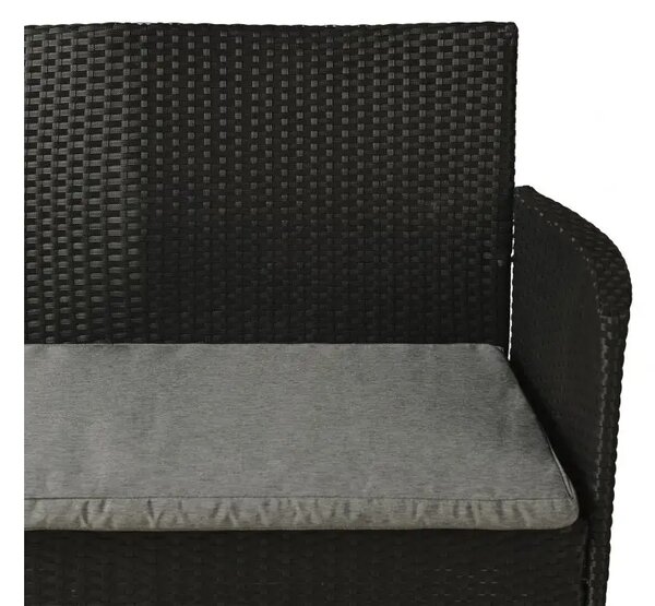 Bali Zahradní lavice 116 cm, umělý ratan, černá NOELA 3457063