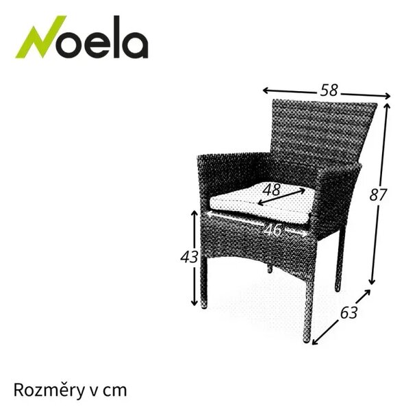 Bali Premium Zahradní stohovatelné křeslo, umělý ratan, šedohnědé NOELA 34570355