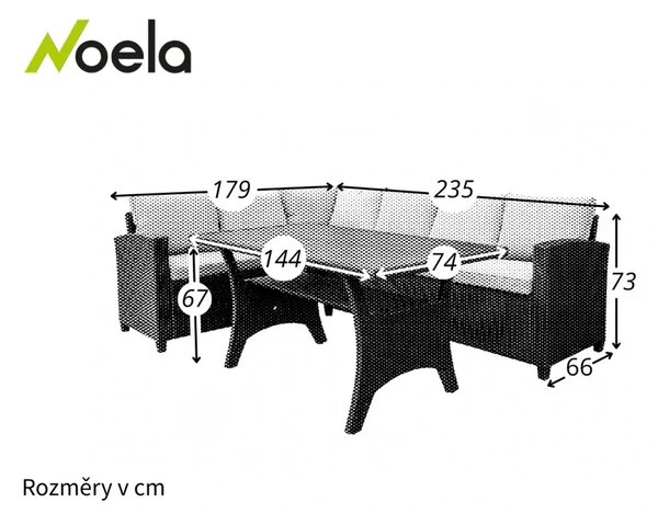 Relax Family Sestava zahradního nábytku, umělý ratan, černá/ šedá NOELA 34570779